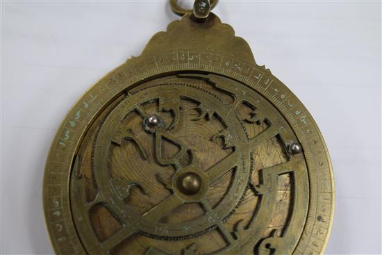 An Islamic brass astrolabe